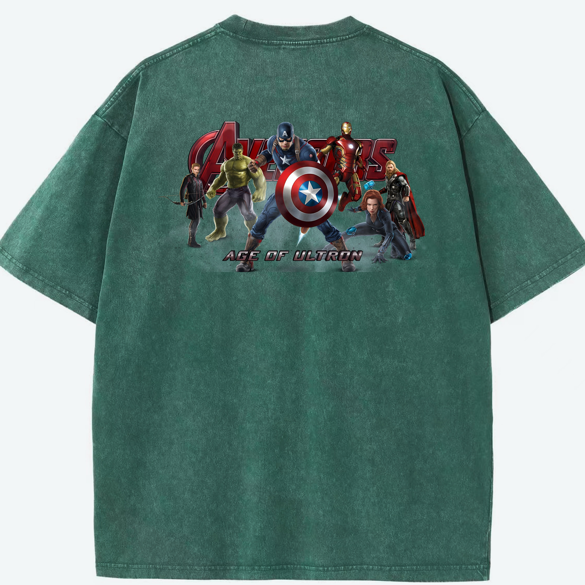 （画像用） アベンジャーズ The Avengers 綿100% ヴィンテージ風 半袖Tシャツ（背面プリント）